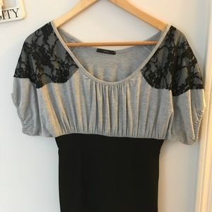 Lace puff sleeve bodycon dress